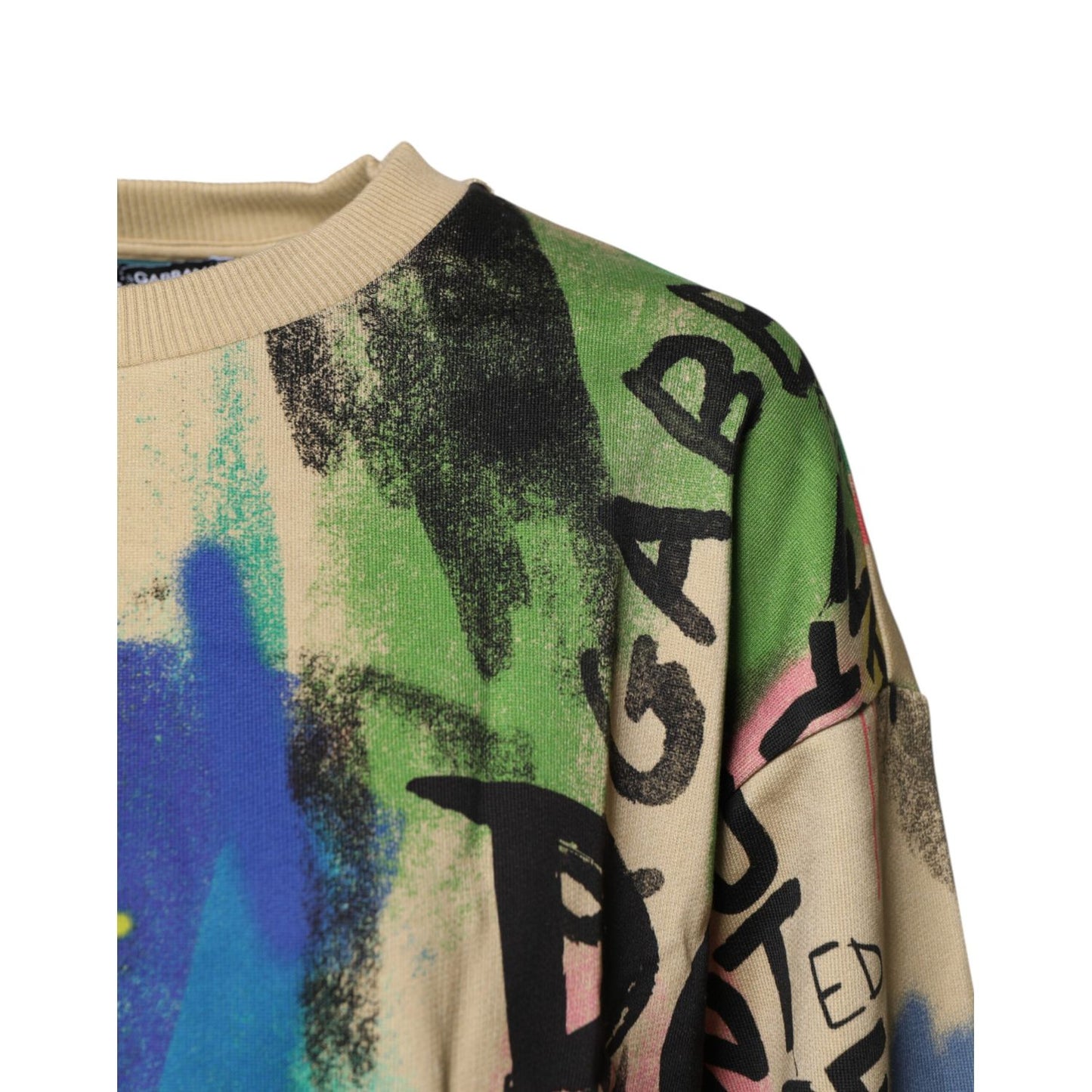 Dolce & Gabbana Multicolor Print Cotton Pullover Sweater