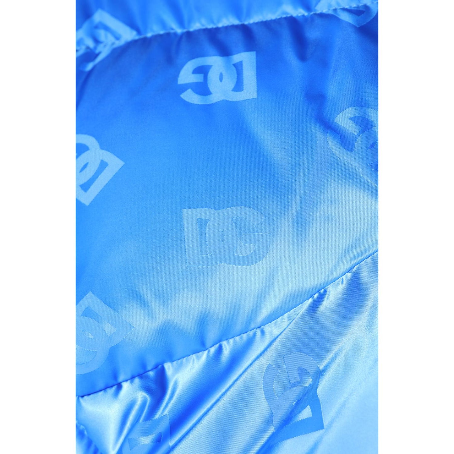 Dolce & Gabbana Blue Logo Full Zip Hooded Quilted Jacket