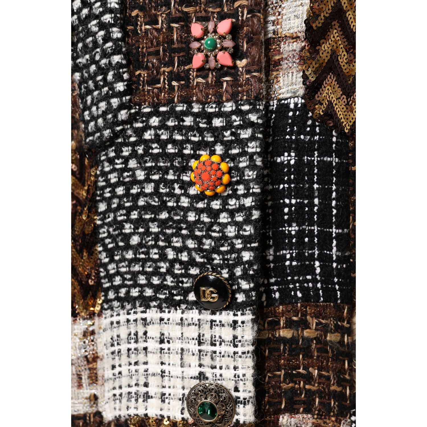 Dolce & Gabbana Multicolor Patchwork Button Down Jacket