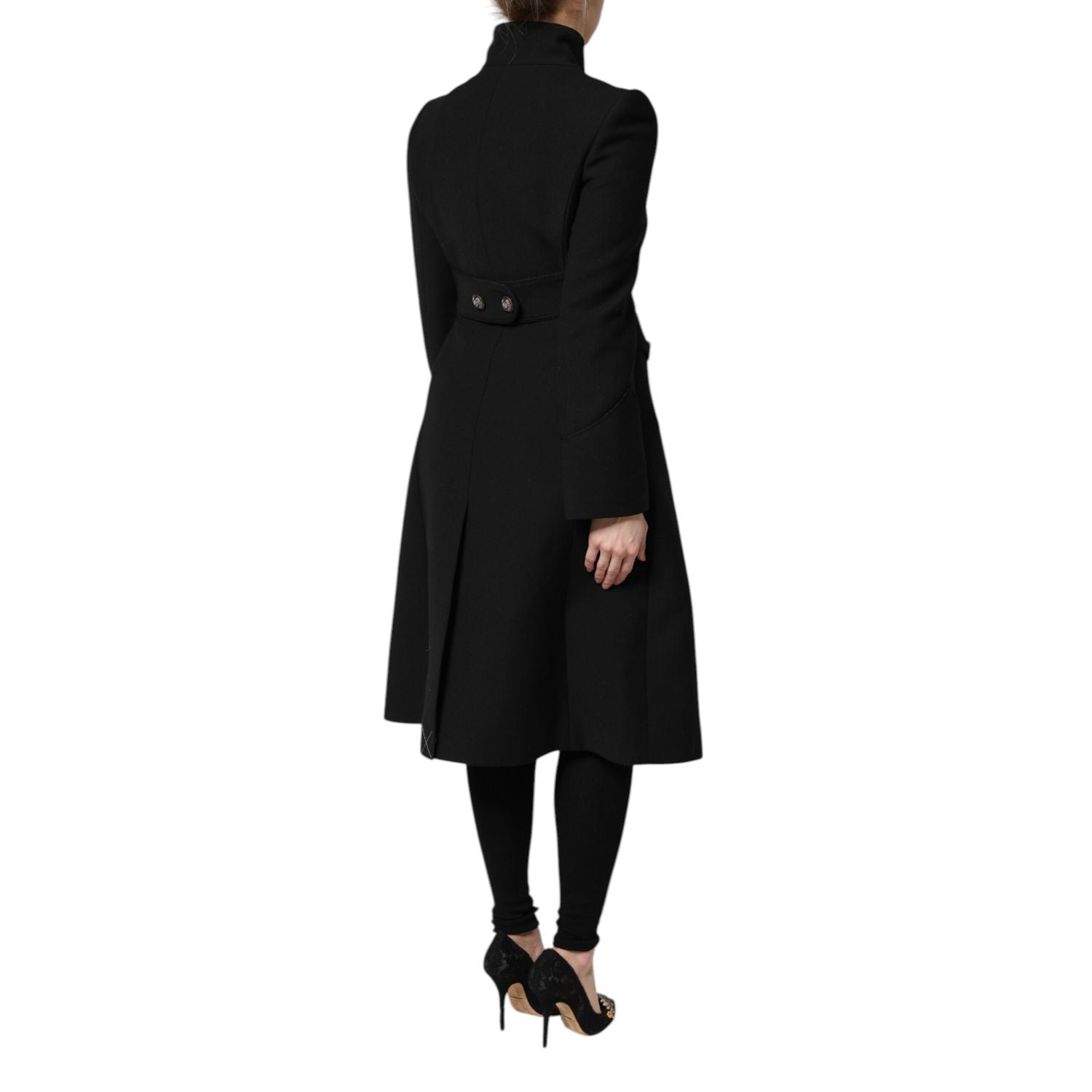 Dolce & Gabbana Black Wool Single Breasted Trench Coat Jacket