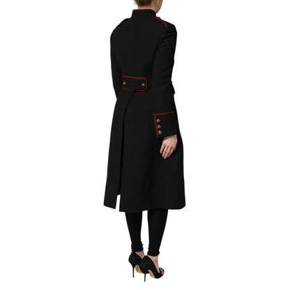 Dolce & Gabbana Black Wool Single Breasted Trench Coat Jacket