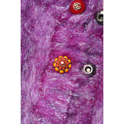 Dolce & Gabbana Purple Button Embellished Trench Coat Jacket