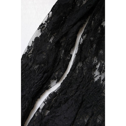 Dolce & Gabbana Black Cotton Floral Lace Women Blouse Top