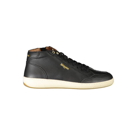 Blauer Black Leather Men Sneaker