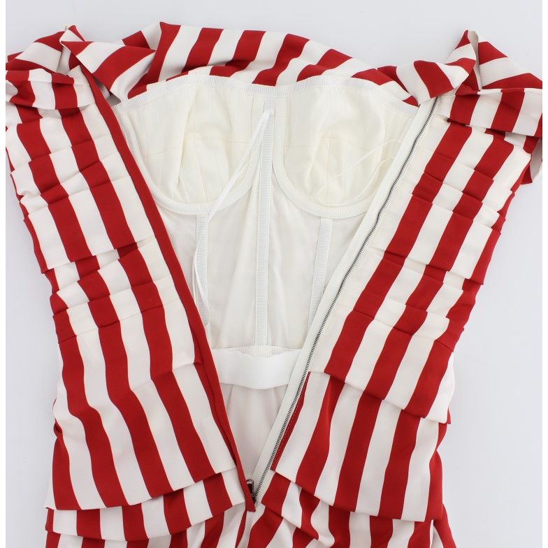 Dolce & Gabbana Red White Silk Stretch Dress