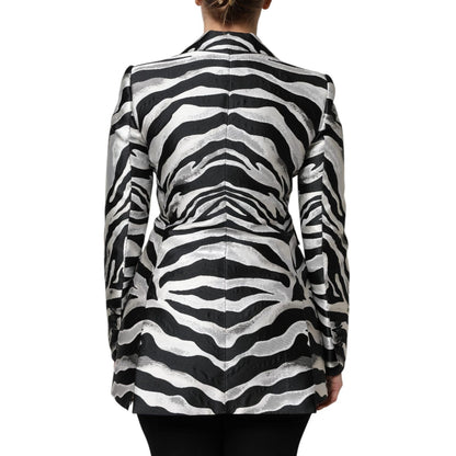 Dolce & Gabbana Black Silver Polyester Women Blazer Jacket