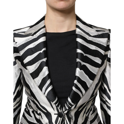 Dolce & Gabbana Black Silver Polyester Women Blazer Jacket