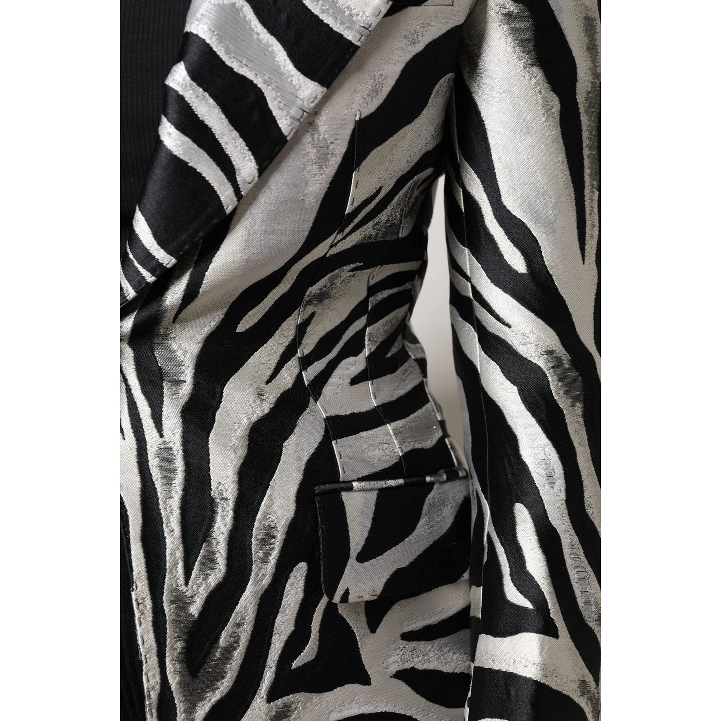 Dolce & Gabbana Black Silver Polyester Women Blazer Jacket
