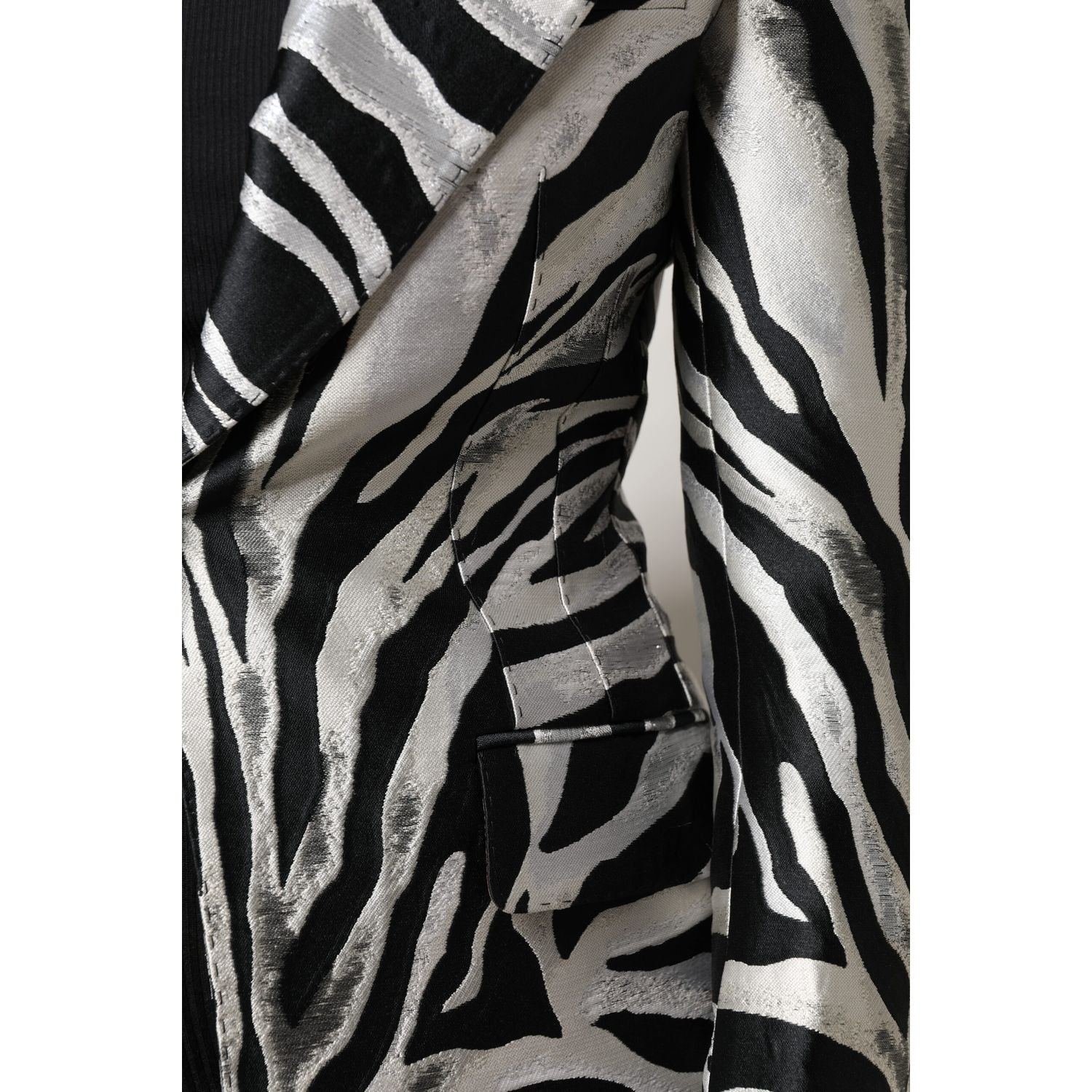 Dolce & Gabbana Black Silver Polyester Women Blazer Jacket