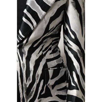Dolce & Gabbana Black Silver Polyester Women Blazer Jacket
