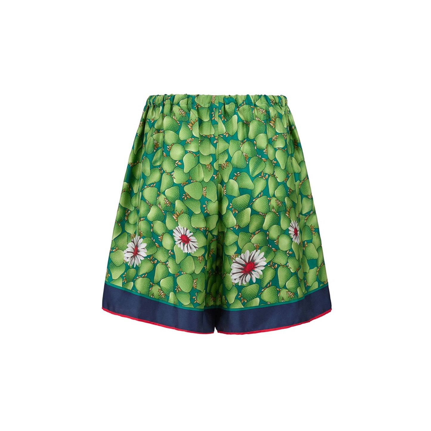 Gucci Green Flower Printed Silk Shorts
