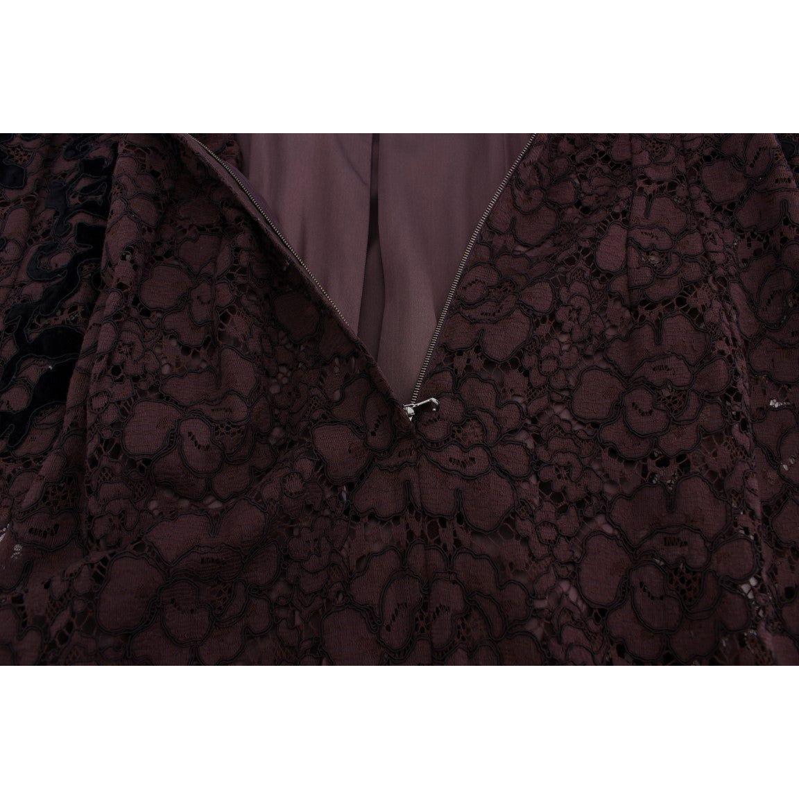 Dolce & Gabbana Purple Floral Lace Ricamo Maxi Dress