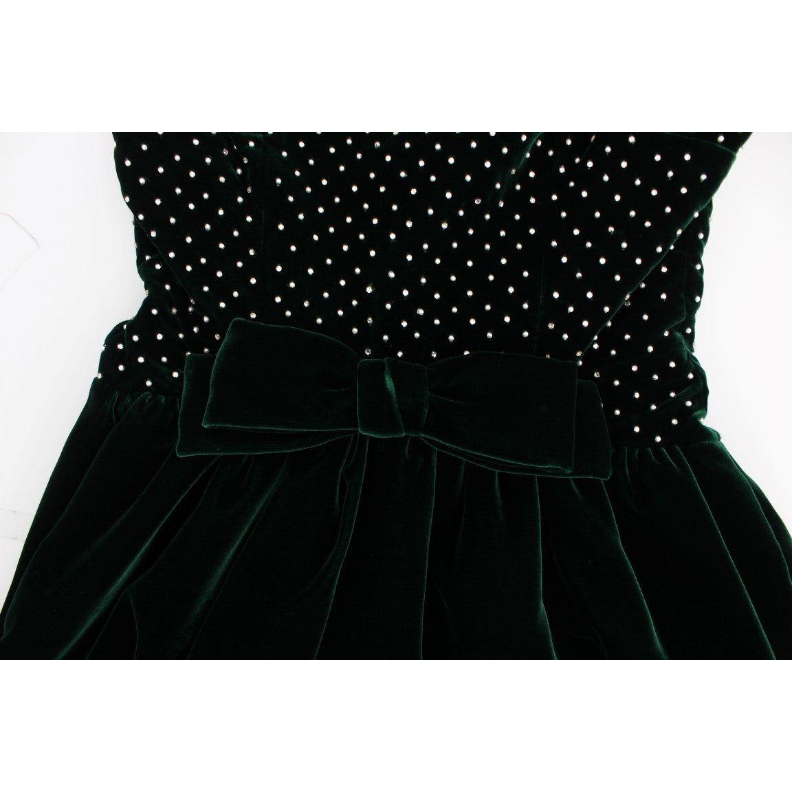 迷人翡翠天鹅绒水晶长裙