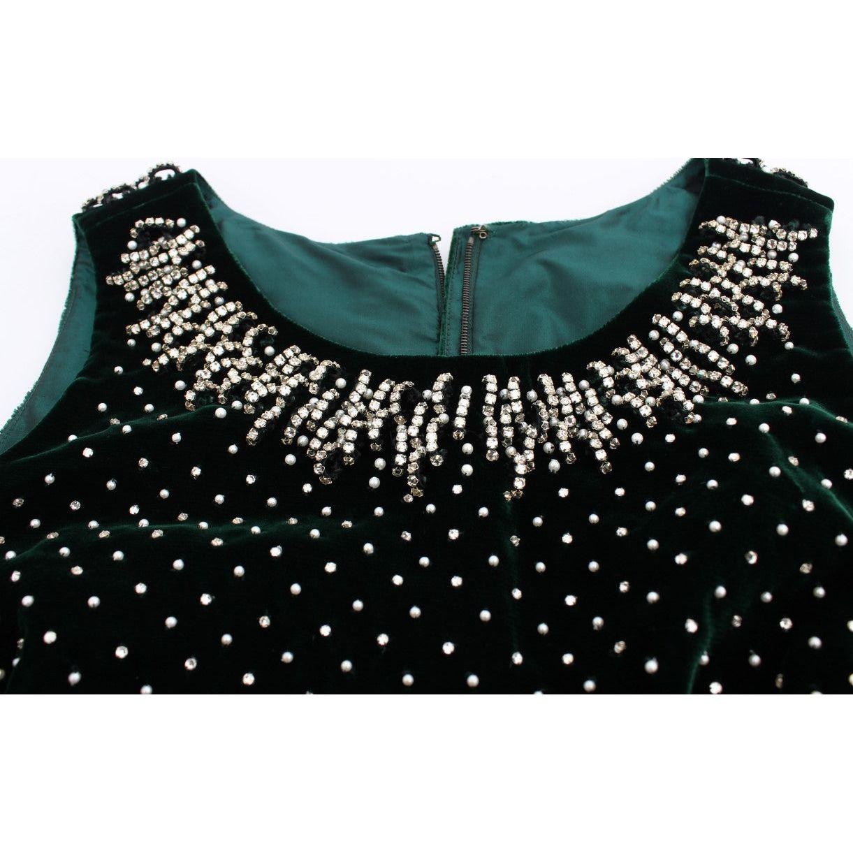 迷人翡翠天鹅绒水晶长裙