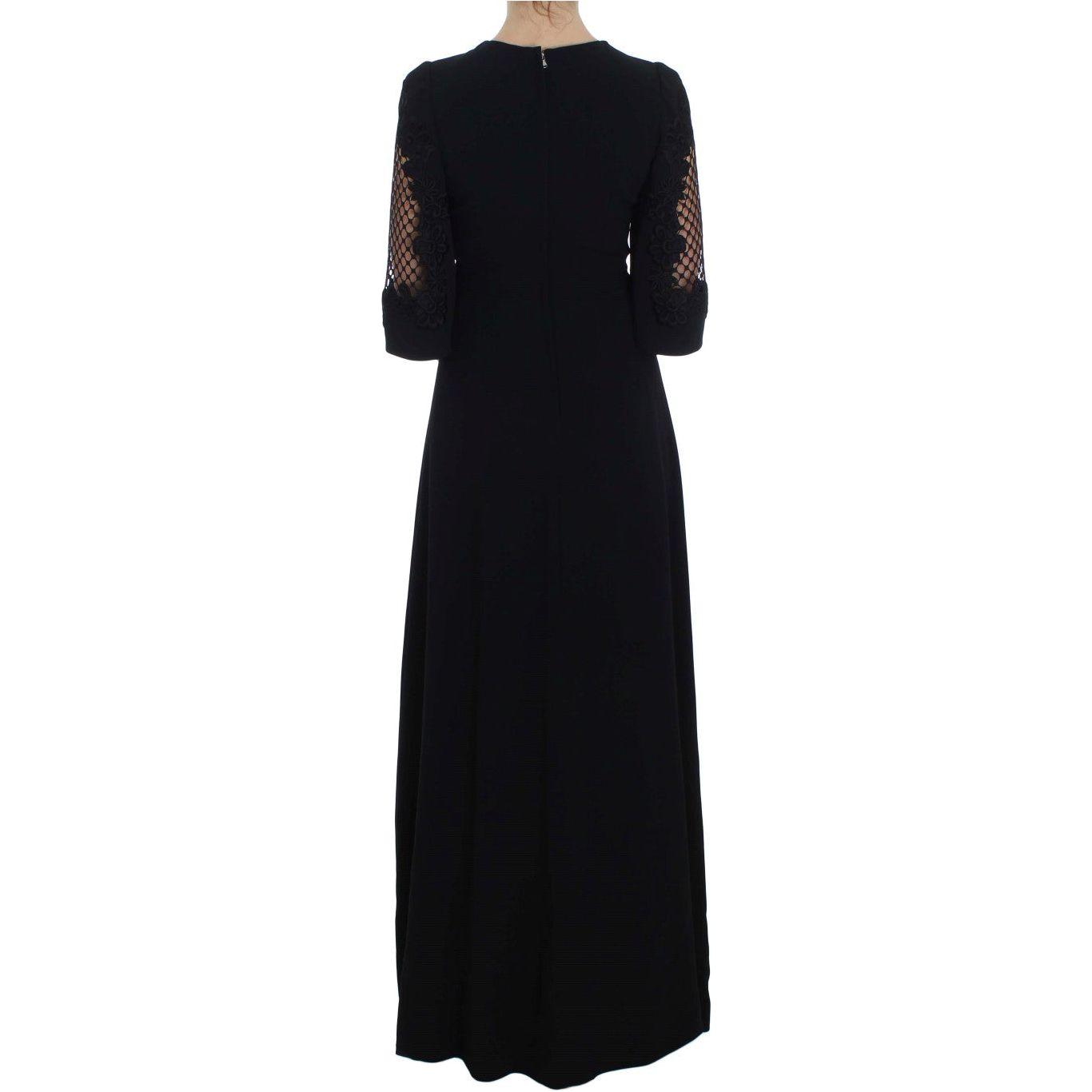 Dolce & Gabbana Elegant Black Wool Cutout Maxi Dress Dolce & Gabbana