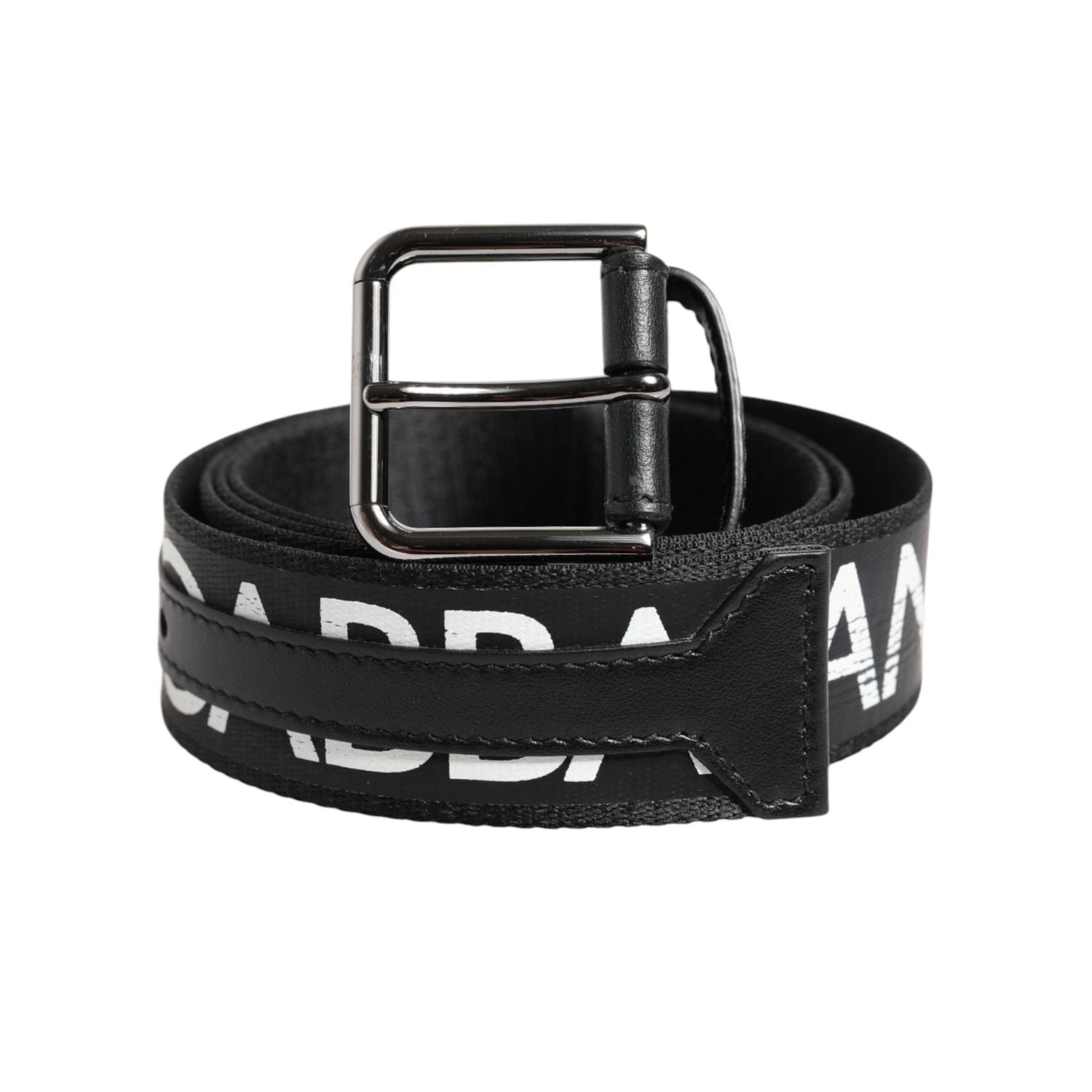 Dolce & Gabbana Black White DG Logo Brass Metal Buckle Belt