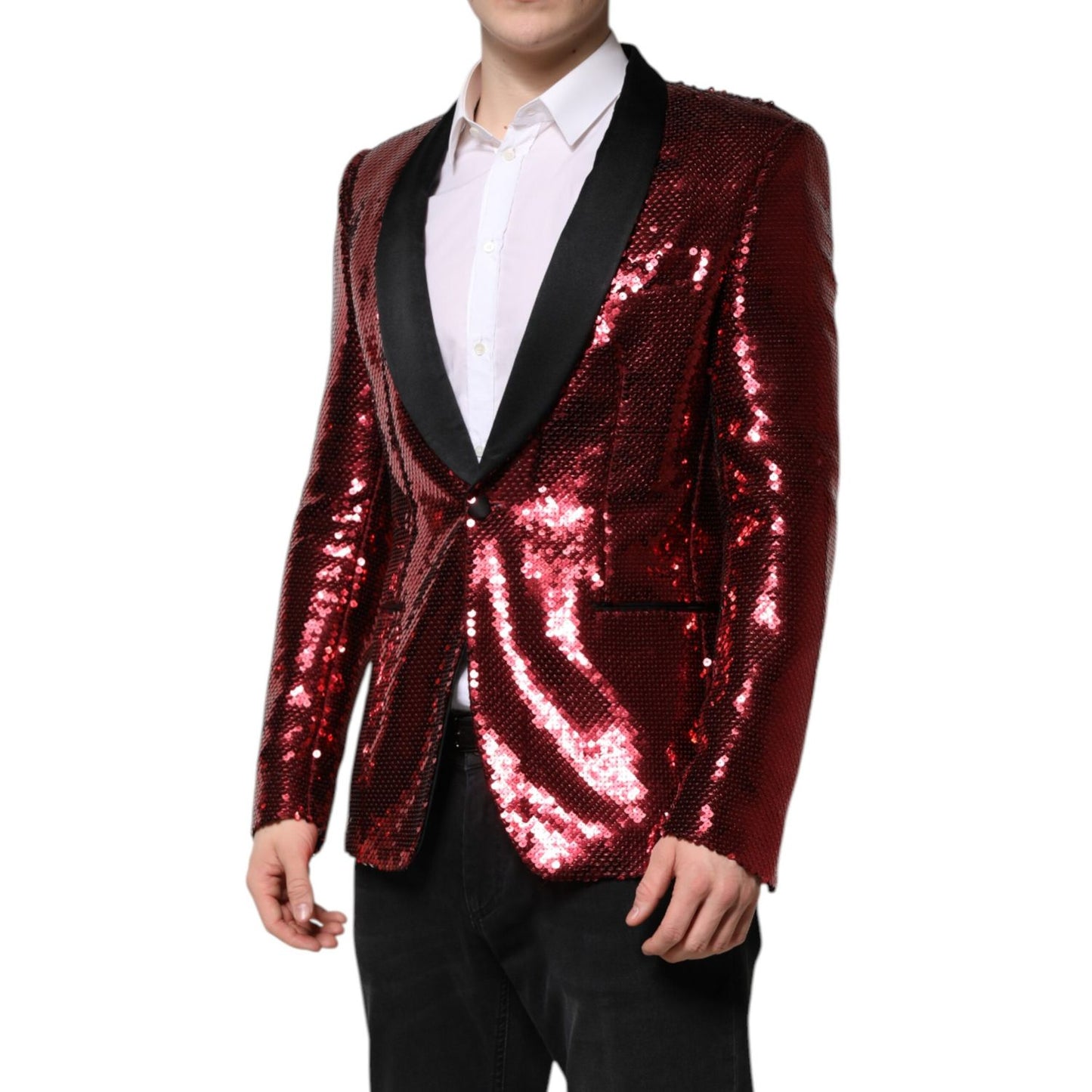 Dolce & Gabbana Red SICILIA Sequin Embellish Blazer Jacket