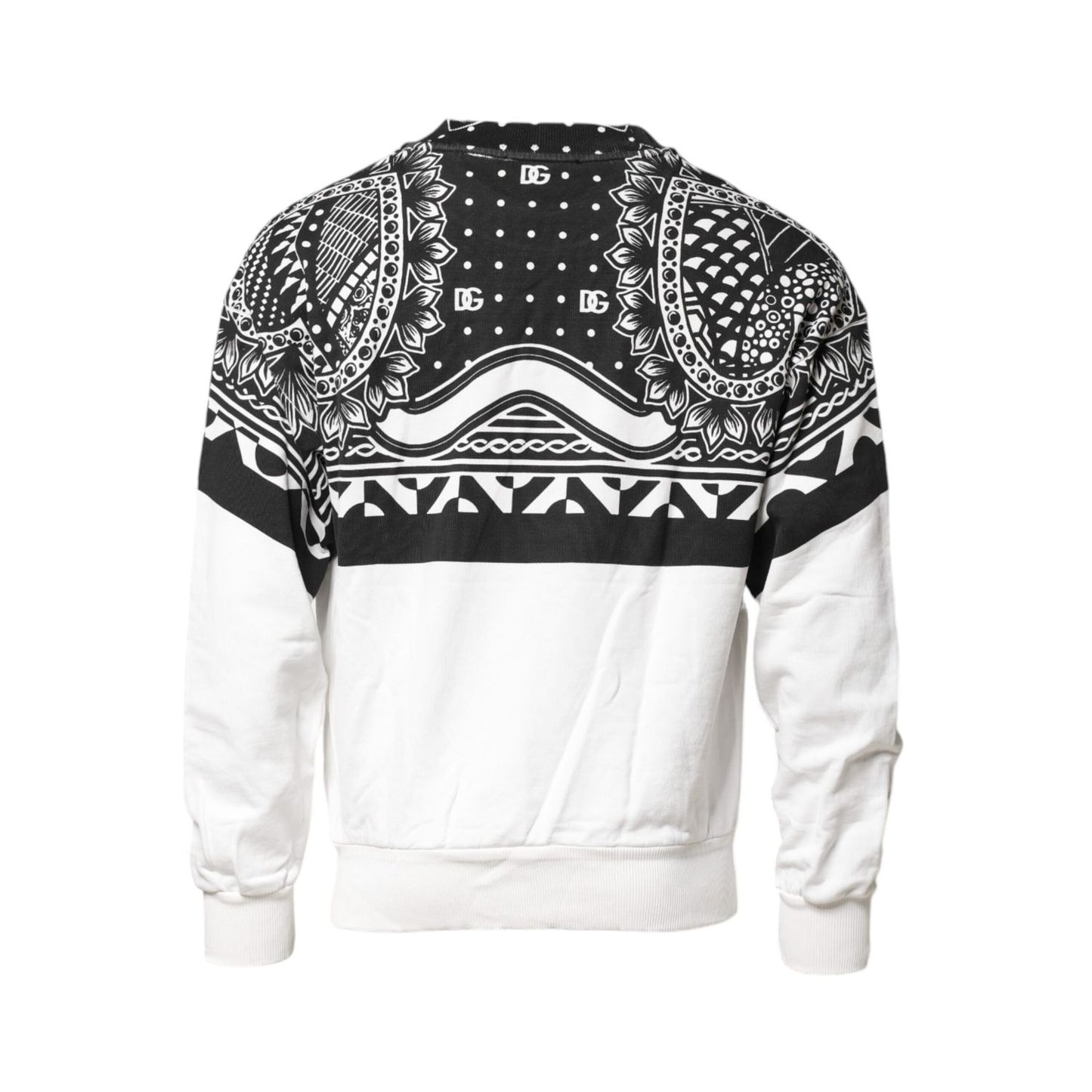 Dolce & Gabbana Black White Bandana Cotton Men Sweatshirt Sweater