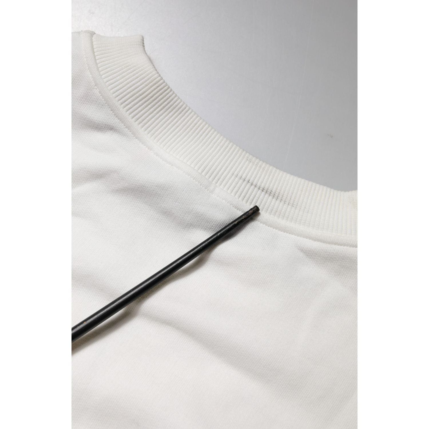 Dolce & Gabbana White Embossed Logo Cotton Crew Neck Sweater