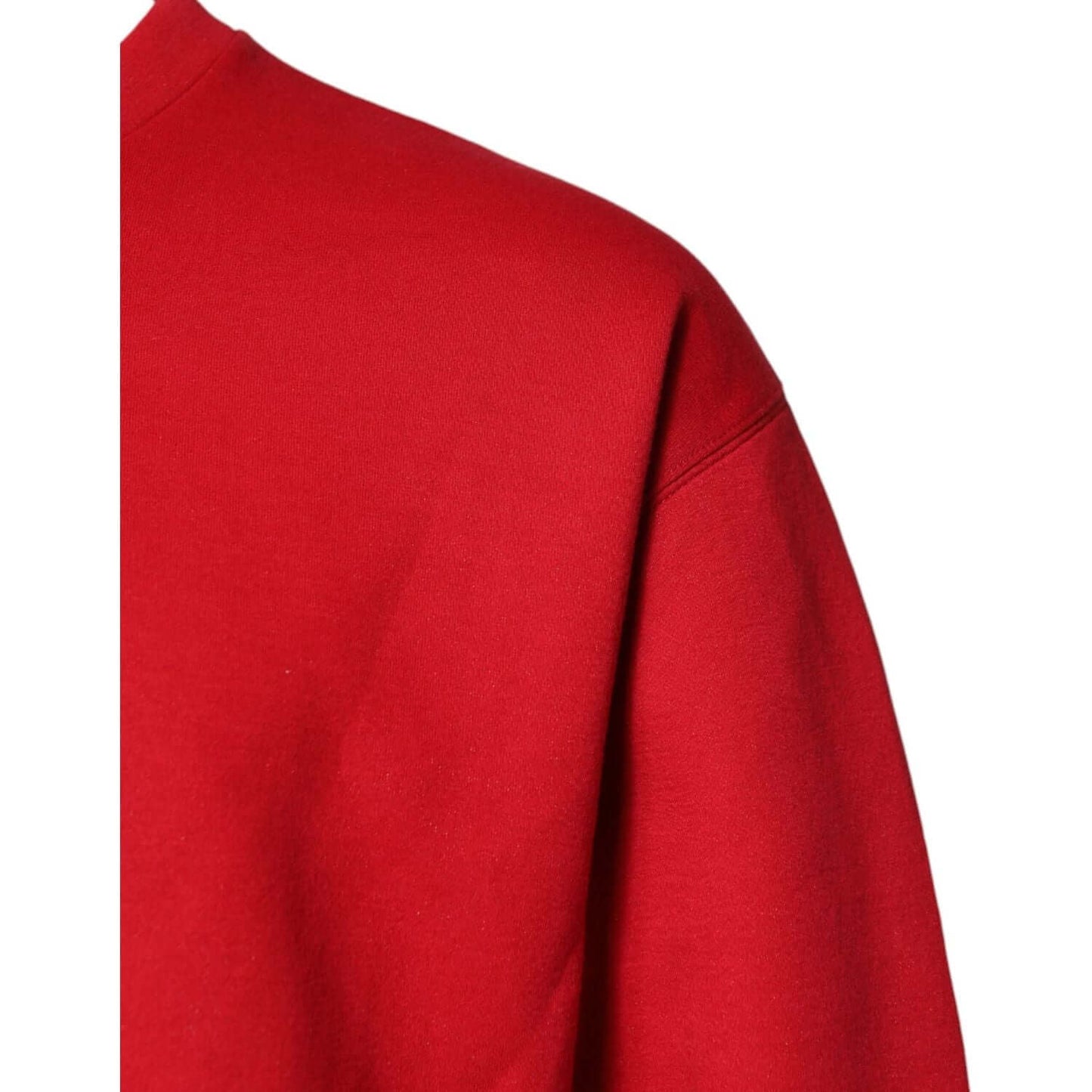 Dolce & Gabbana Red Embossed Logo Cotton Crew Neck Sweater