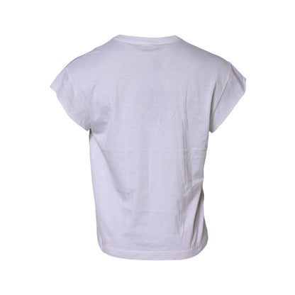 Dolce & Gabbana White Logo Embroidery Round Neck T-shirt