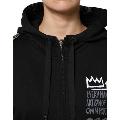 Dolce & Gabbana Black Logo Hooded Full Zip Sweatshirt Jacket