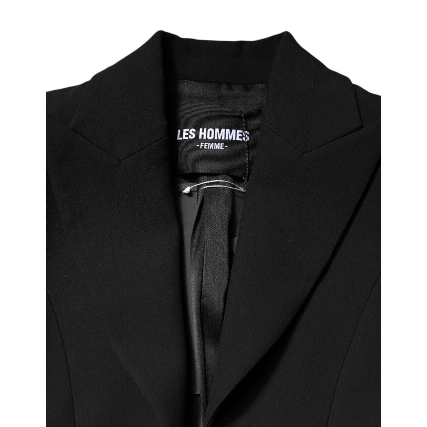 Les Hommes Black Polyester Single Breasted Trench Coat Jacket