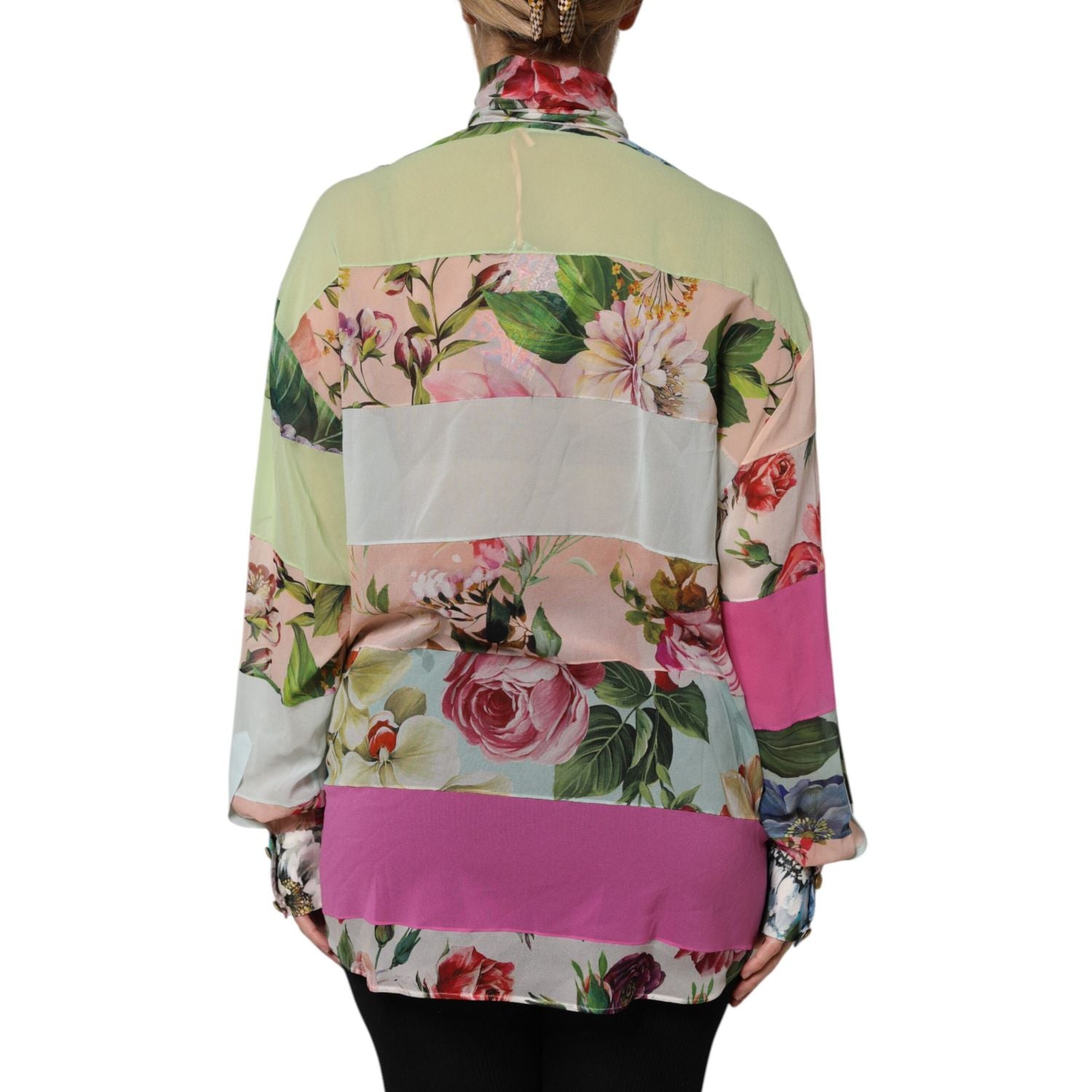 Dolce & Gabbana Multicolor Floral Patchwork Long Sleeves Top