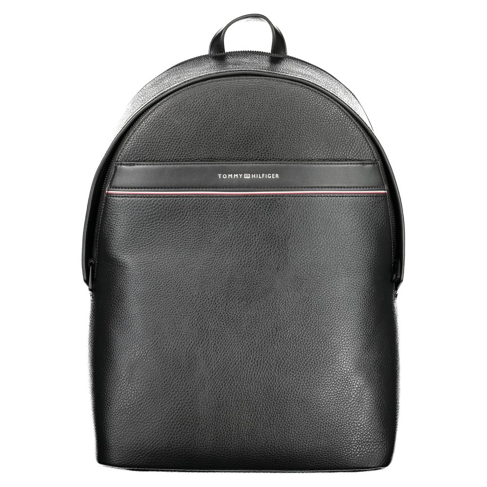 Tommy Hilfiger Black Polyurethane Men Backpack