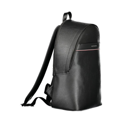 Tommy Hilfiger Black Polyurethane Men Backpack