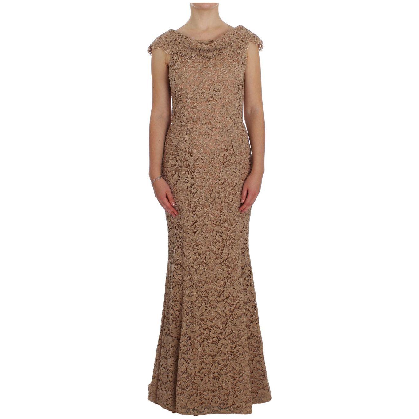 优雅粉色花卉蕾丝长裙