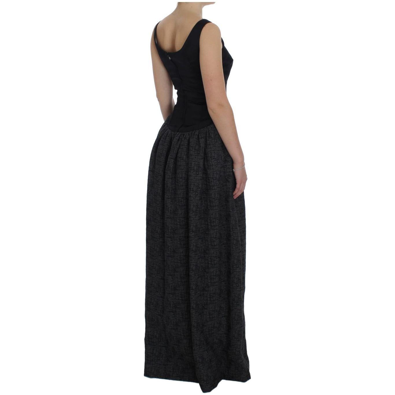 Dolce & Gabbana Black Gray Sheath Gown Full Length Dress