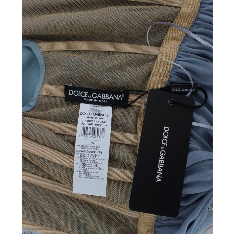 فستان حرير أنيق مزين بالكريستال من دولتشي آند غابانا