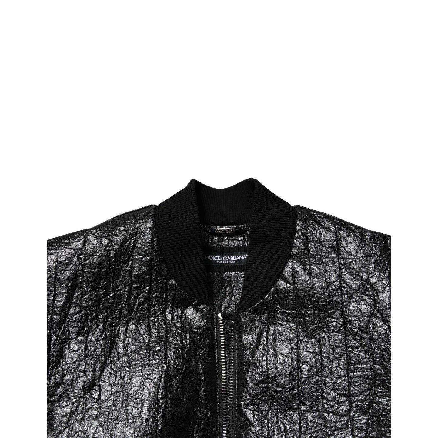 Dolce & Gabbana Black Logo Plaque Bomber Full Zipper Jacket