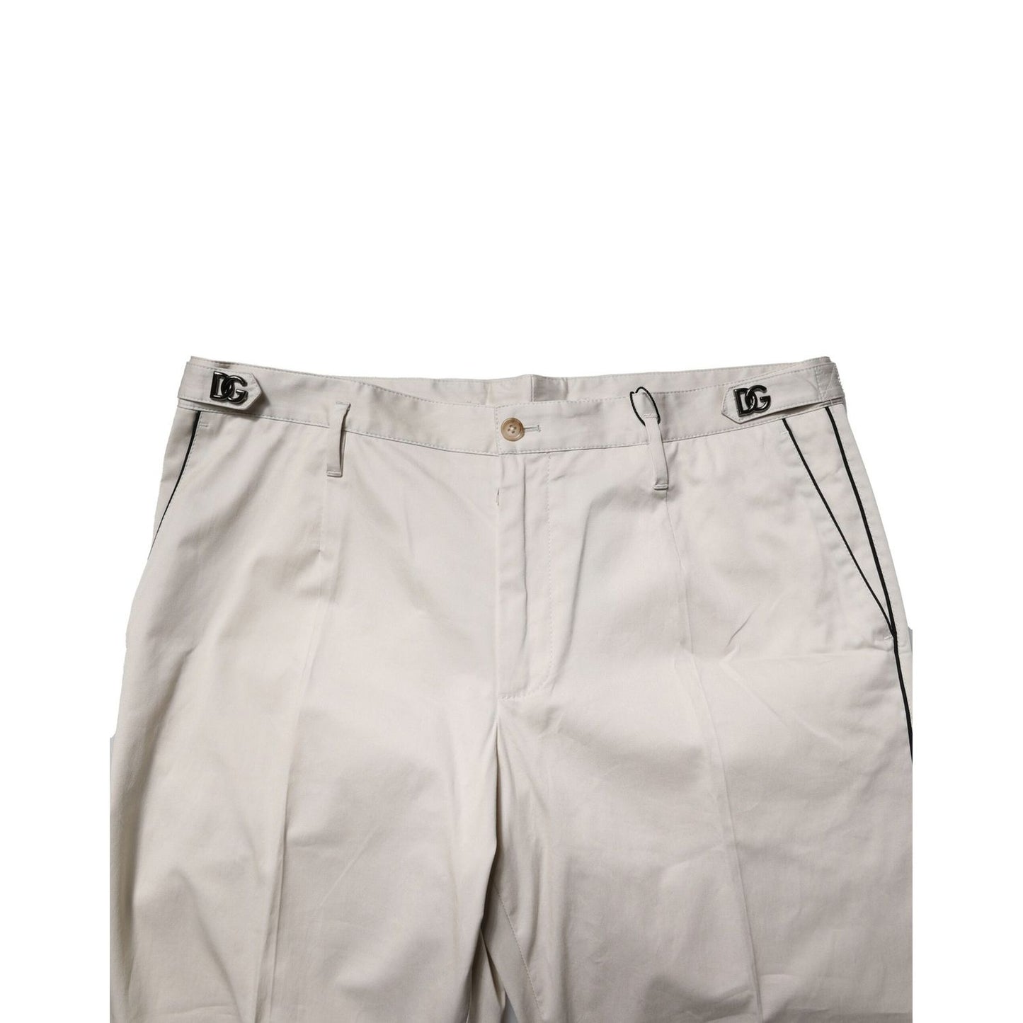 Dolce & Gabbana White Cotton Dress Slim Formal Pants