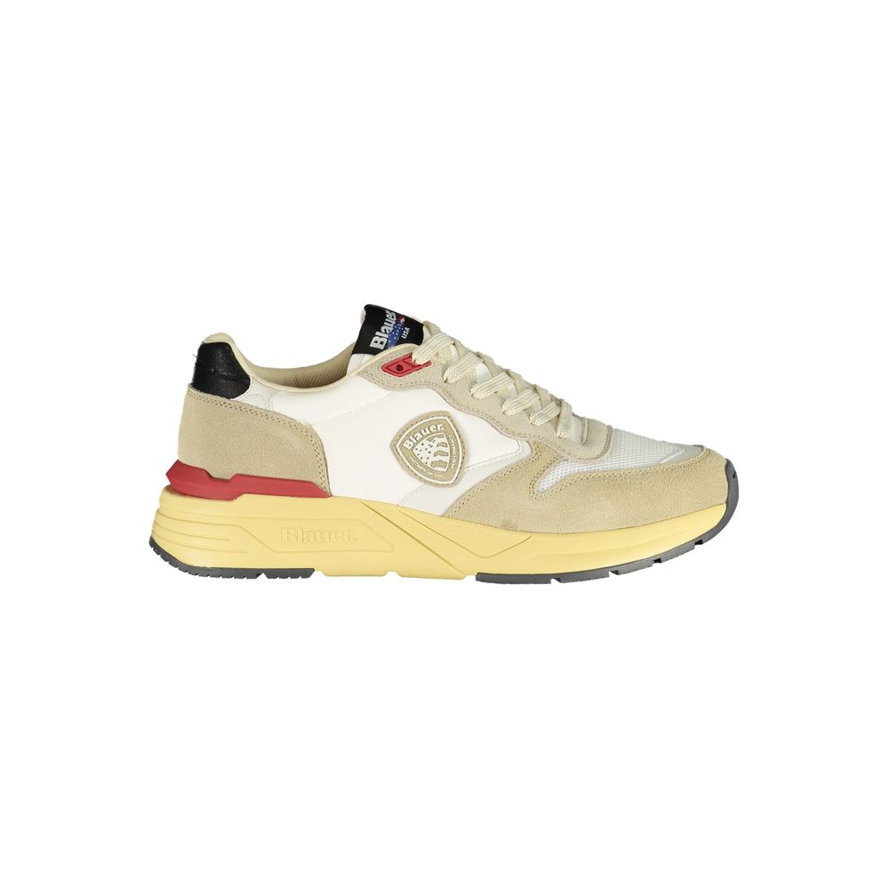 Blauer Beige Polyurethane Men Sneaker