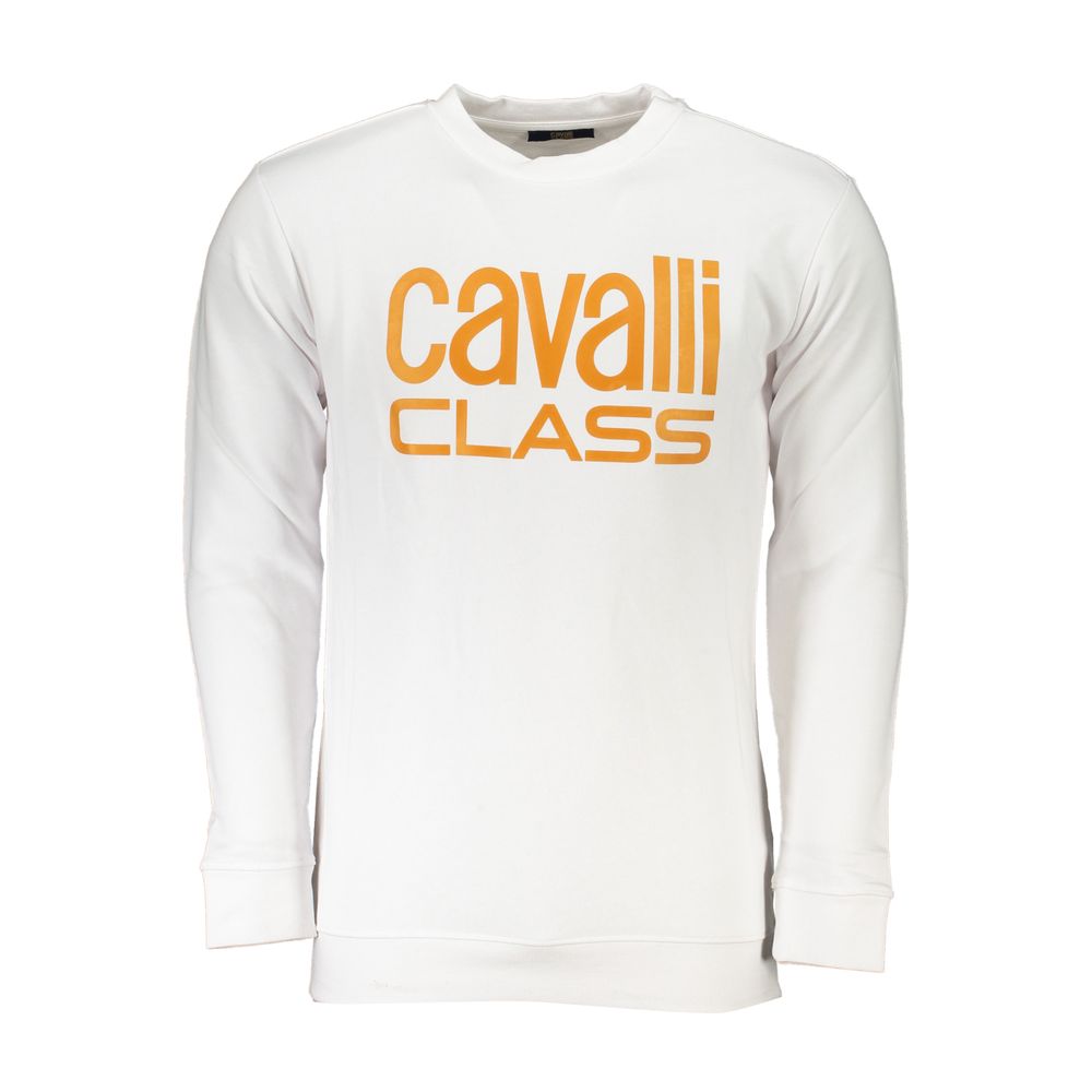 Cavalli Class White Cotton Men Sweatshirt