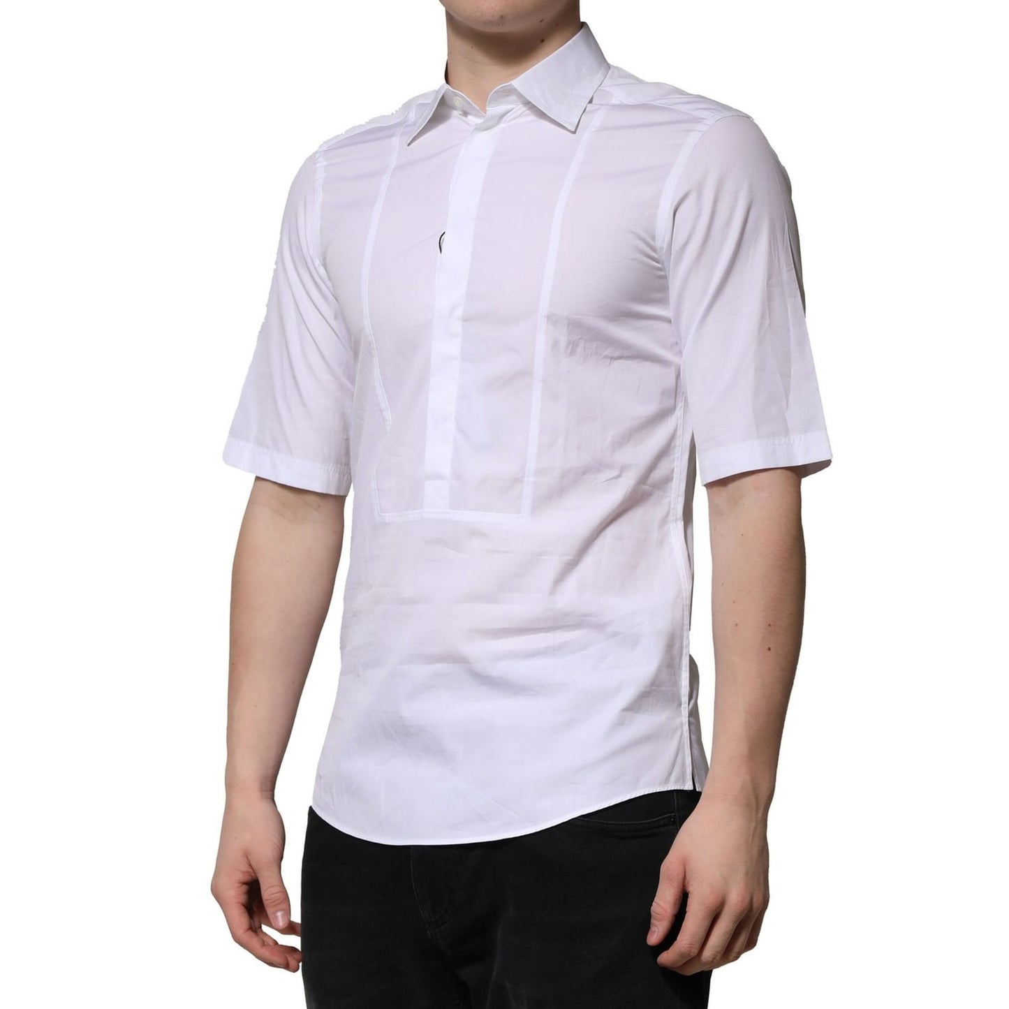 Dolce & Gabbana White Cotton Short Sleeves Men Formal Shirt