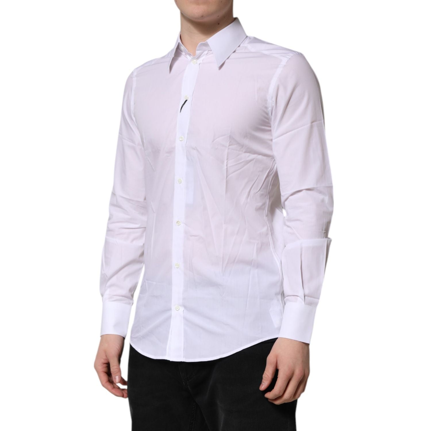 Dolce & Gabbana White MARTINI Long Sleeves Dress Formal Shirt