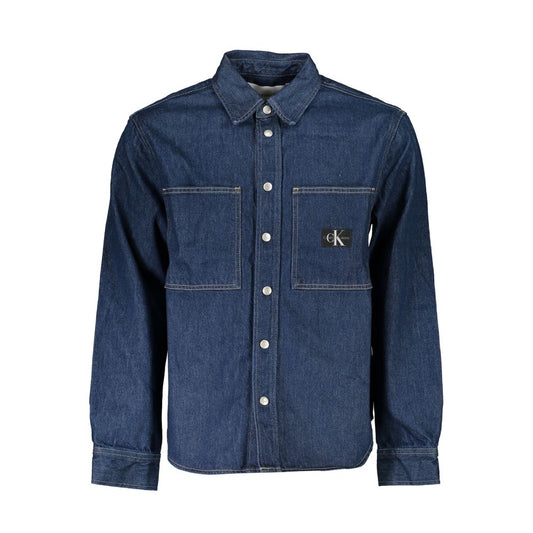 Calvin Klein Blu Cotton Men Jacket 1728,67403481248,Blue,Calvin Klein,Clothing,Denim Jackets - Jackets & Coats - Clothing,Jackets & Coats - Clothing,Men,New with tags,S