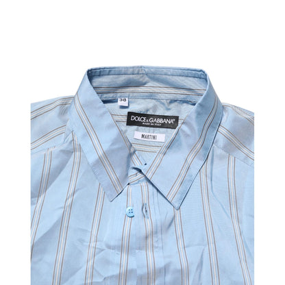 Dolce & Gabbana Blue Striped MARTINI Long Sleeves Dress Shirt