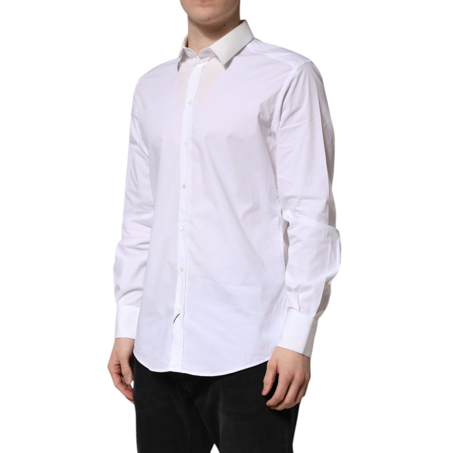Dolce & Gabbana White Cotton GOLD Long Sleeves Dress Shirt