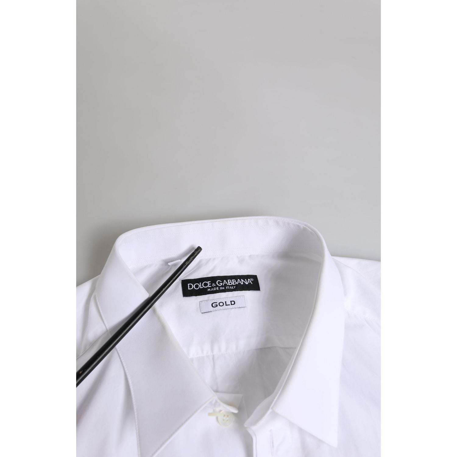 Dolce & Gabbana White Cotton GOLD Long Sleeves Dress Shirt