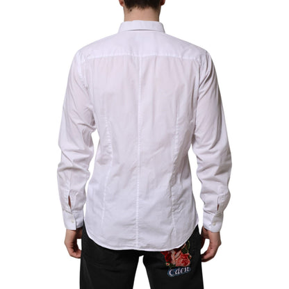 Dolce & Gabbana White Cotton STAFF Long Sleeves Dress Shirt