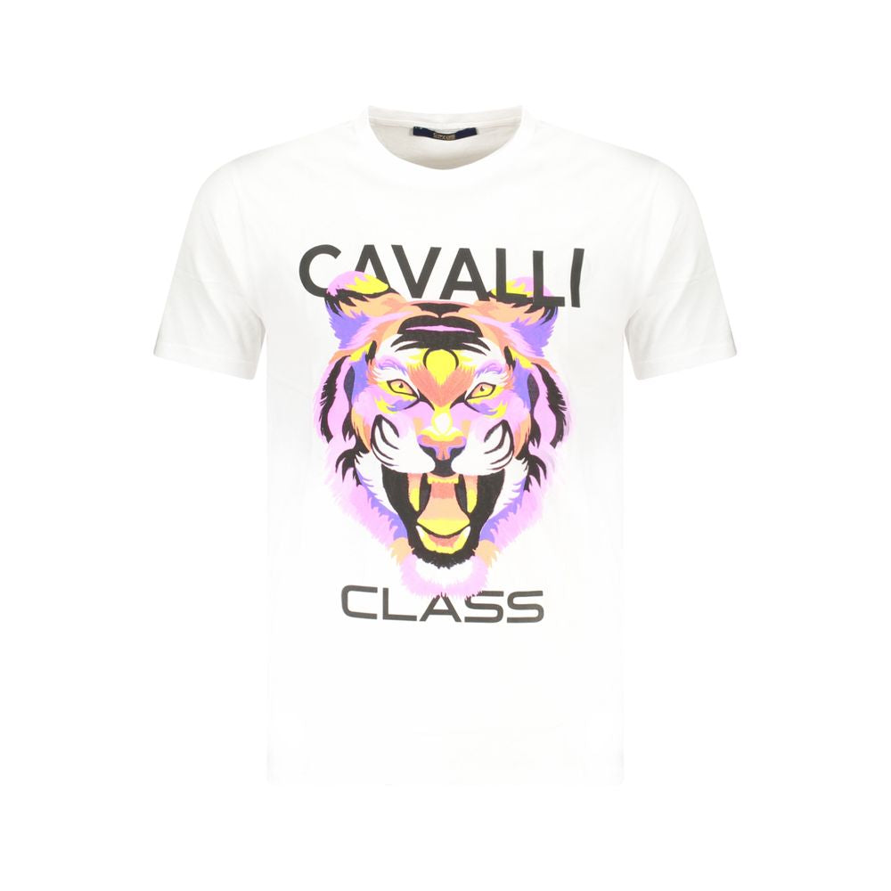 Cavalli Class Bianco Cotton Men T-Shirt
