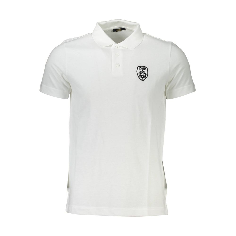 Cavalli Class White Cotton Men Polo Shirt