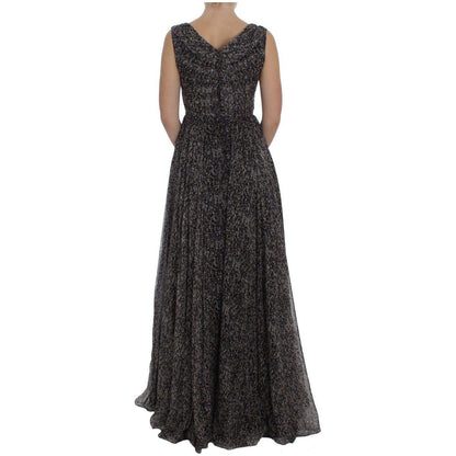 Dolce & Gabbana Dark Silk Shift Gown Full Length Dress