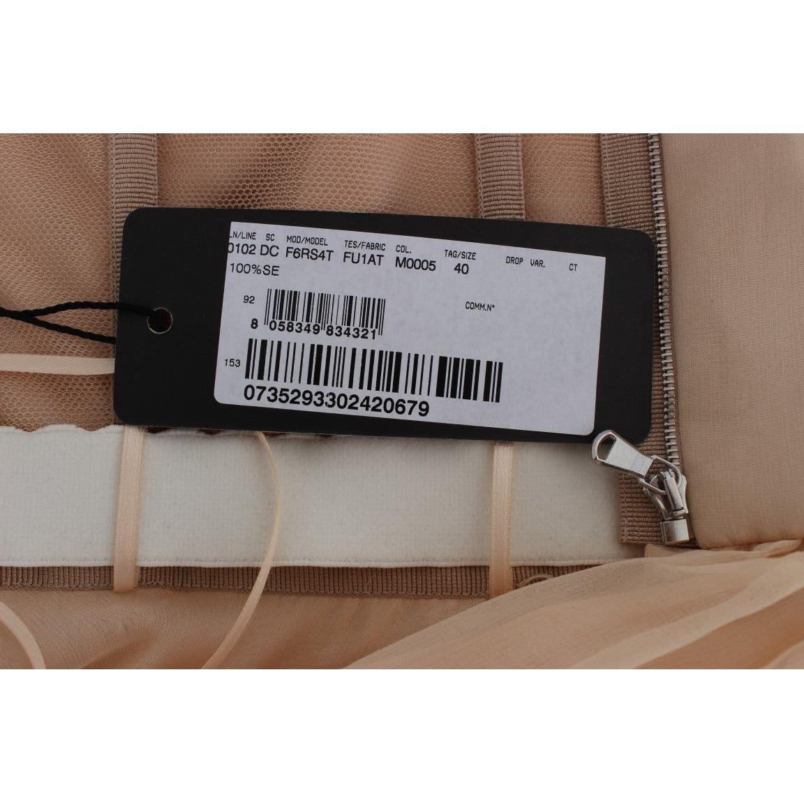 Dolce & Gabbana Beige Silk Ball Gown Full Length Dress