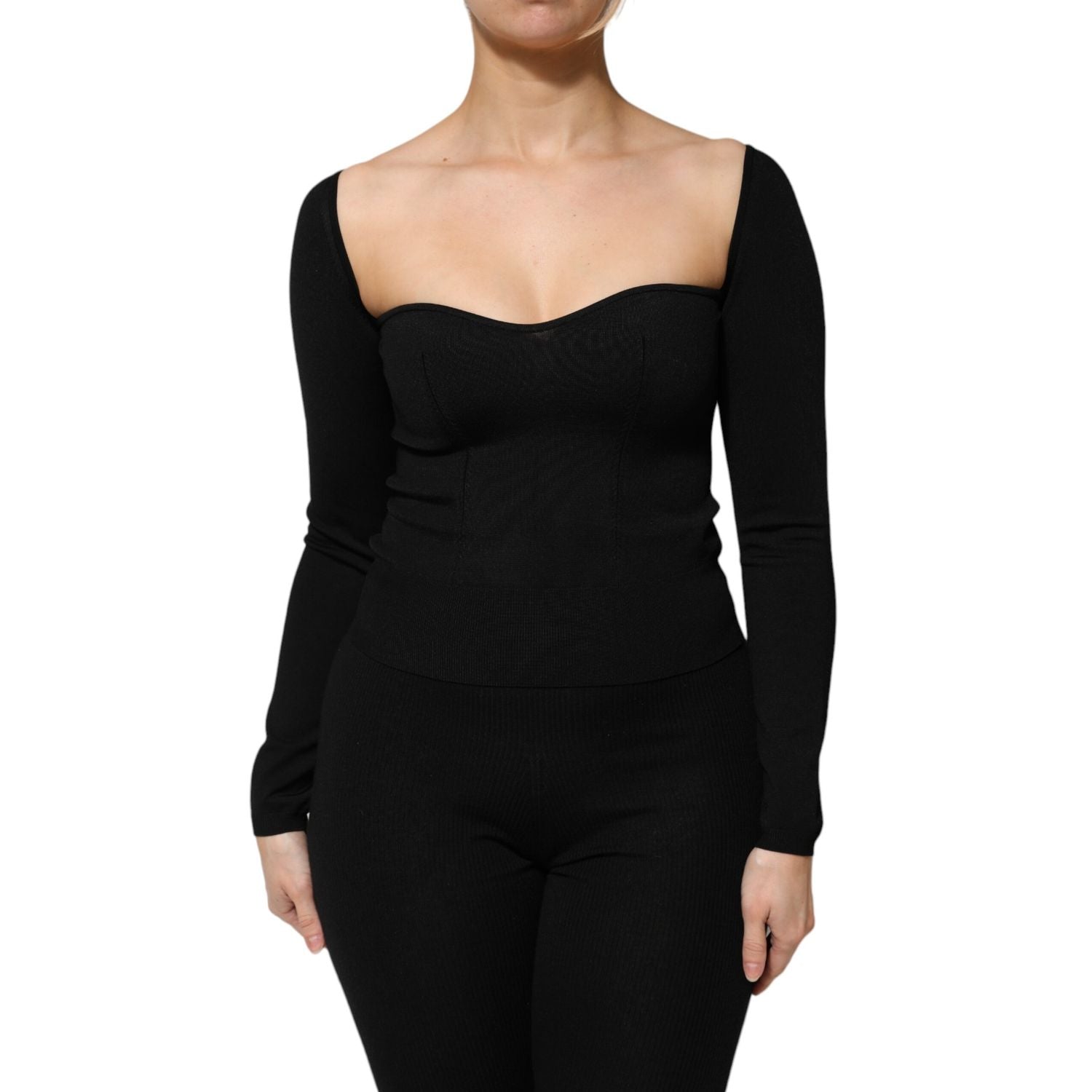 Dolce & Gabbana Black Viscose Long Sleeve Pullover Blouse Top