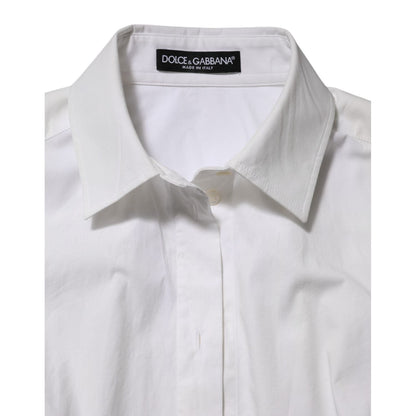 Dolce & Gabbana White Cotton Collared Long Sleeves Top Shirt
